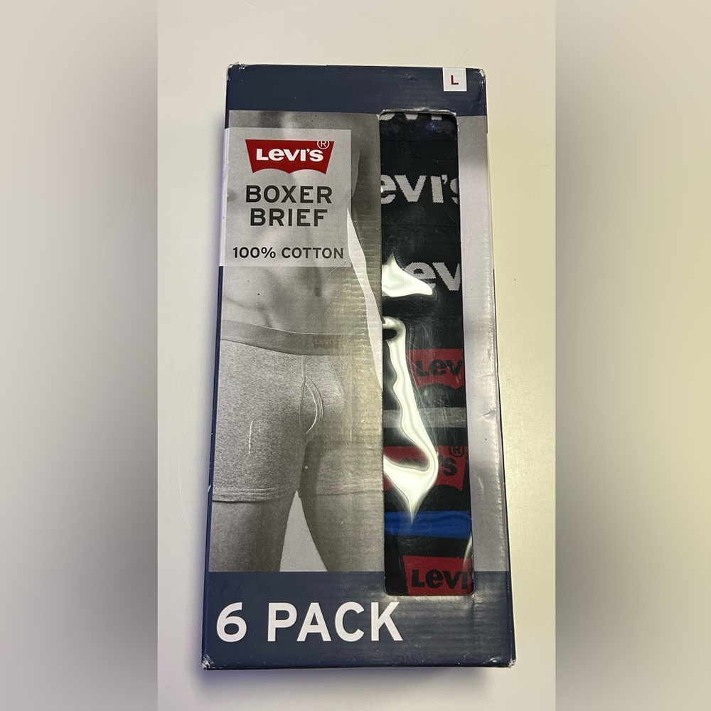 Levi’s Men’s Large Boxer Brief 6 Pack Tagless 6” inseam Cotton Levis Briefs L 36